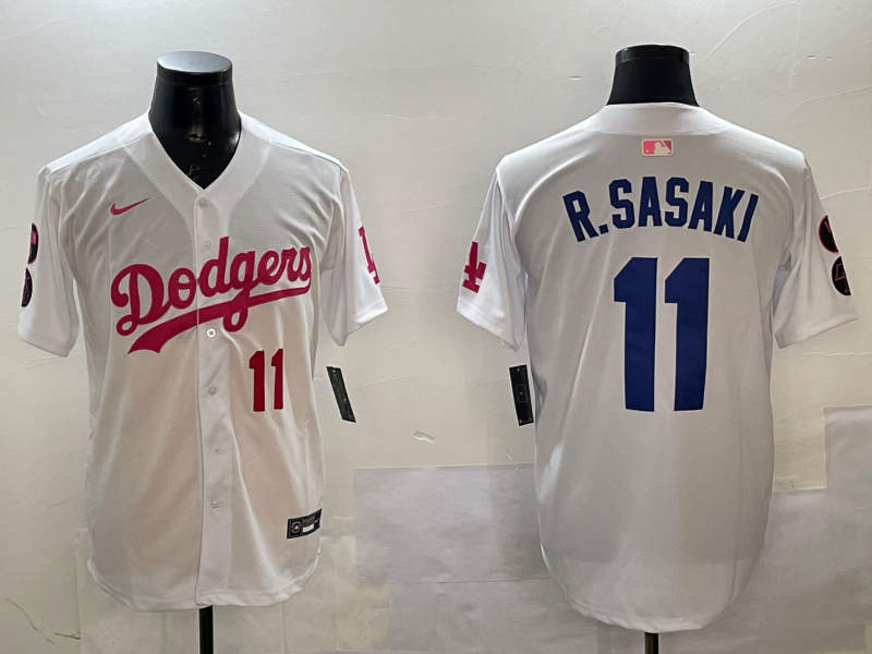 Men Los Angeles Dodgers #11 R Sasaki white 2025 MLB nike jersey style 17